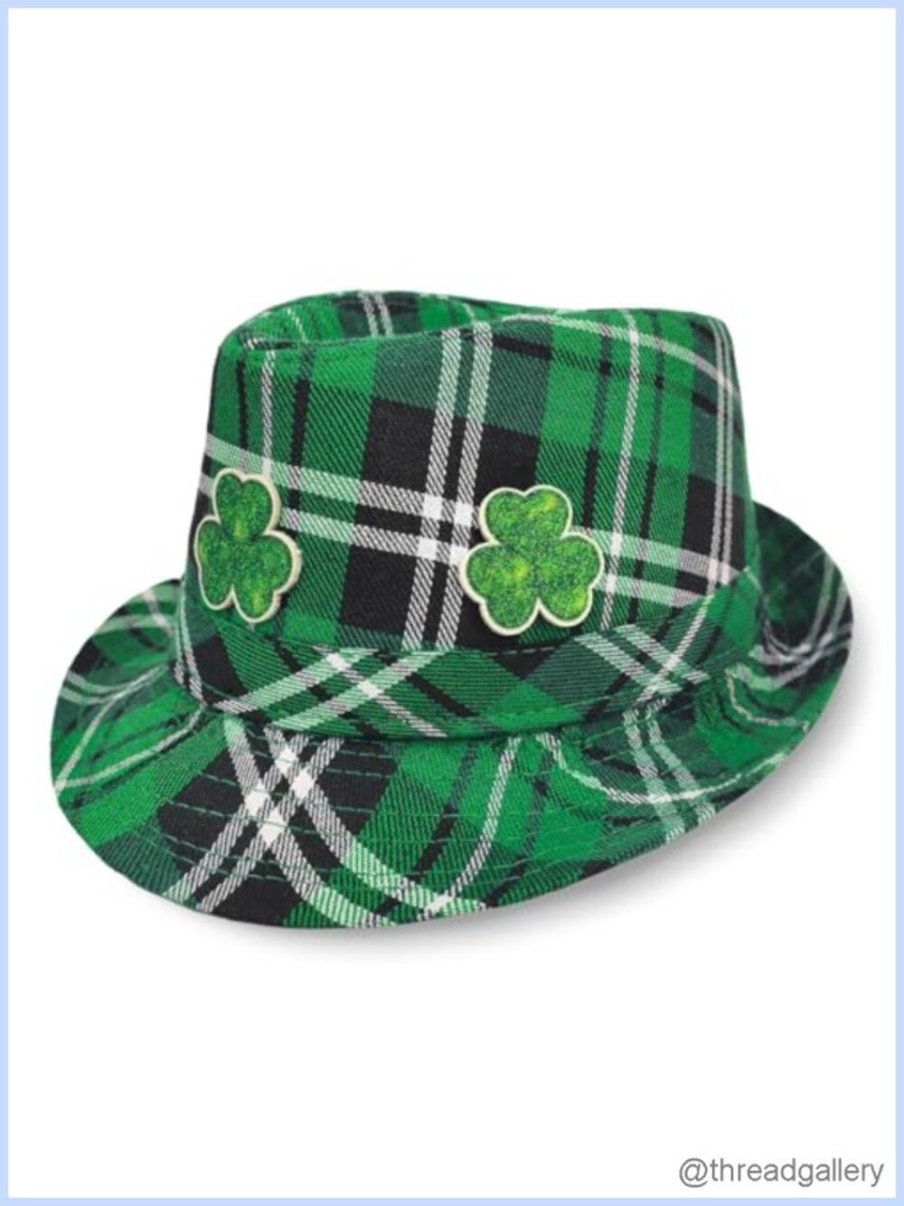Plaid Fedora Hat Shamrock Accents St Patricks Day Irish Party Accessory